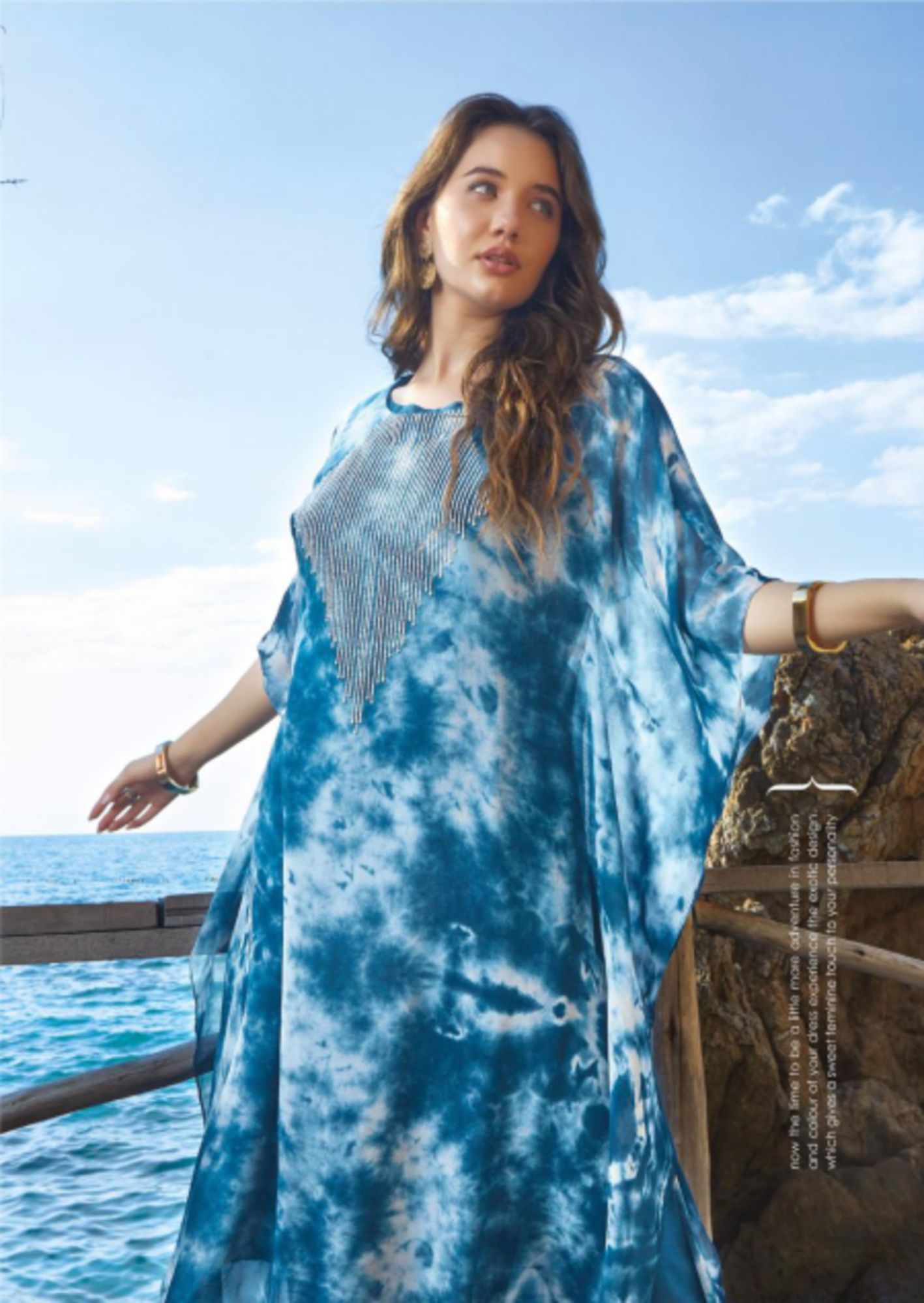 Designer kaftan with pant - Blue