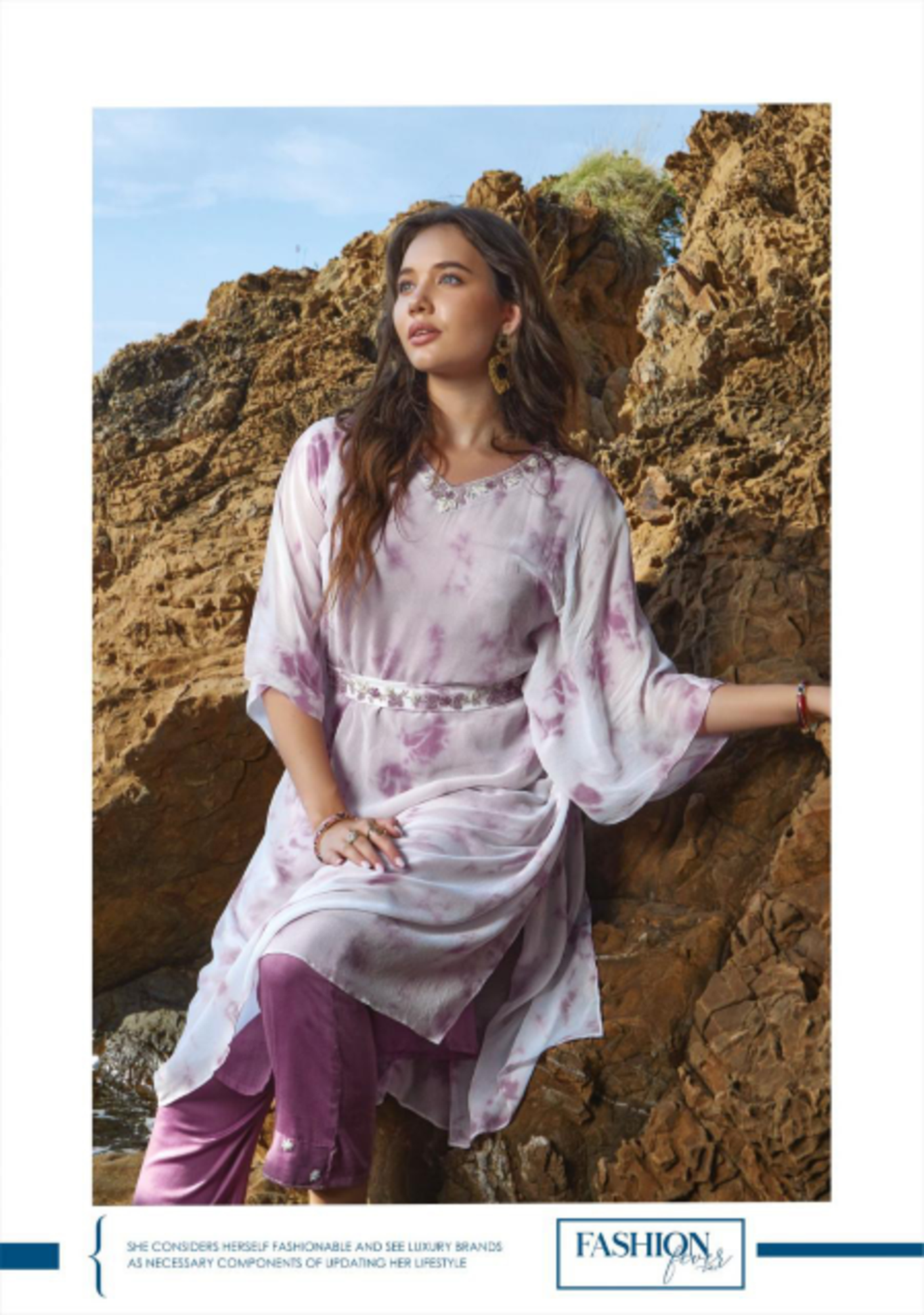 Designer kaftan with pant - Purple